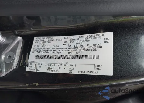 2018 Ford Escape Se z USA, uszkodzony, nr VIN 1FMCU0GD4JUB27009